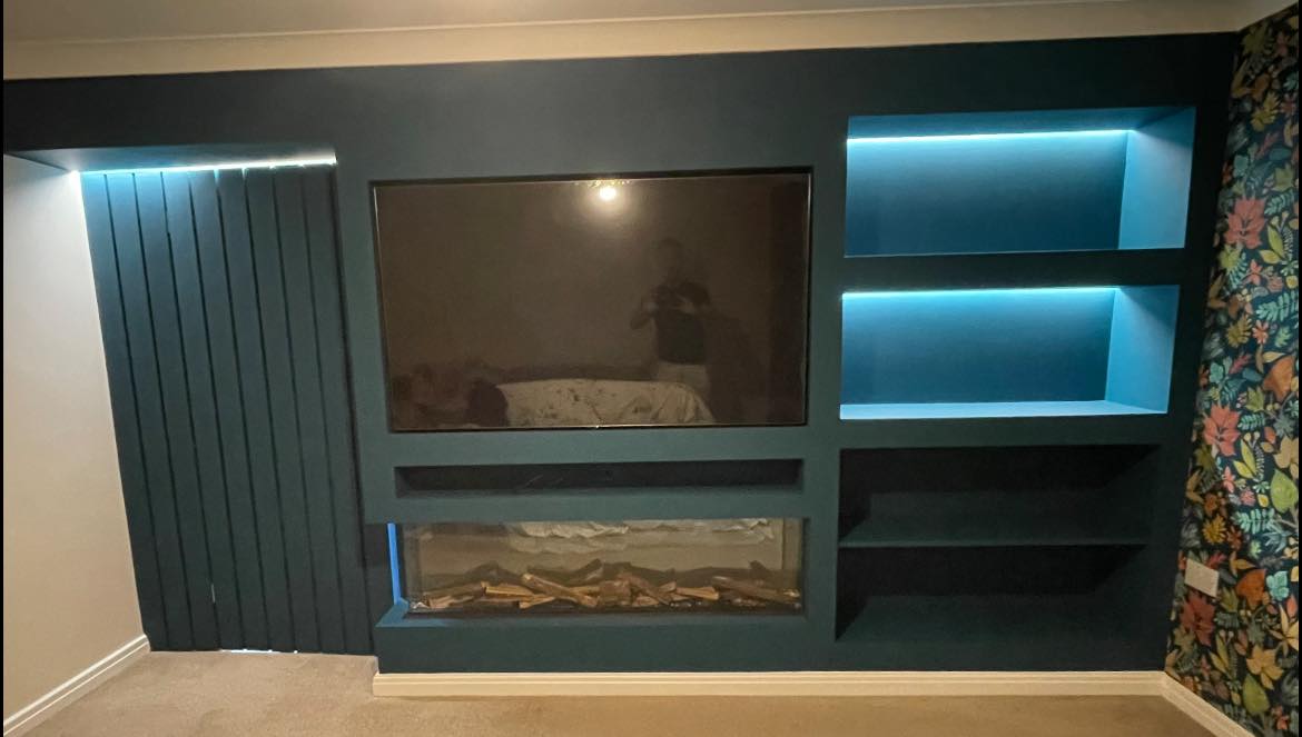 Media Wall & Living Room Decorated
